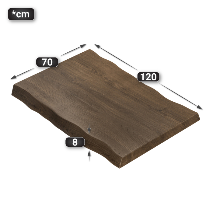 PERU | Gastro table top live edge | 120 x 70 cm | 8cm | Rectangular | Walnut PERU | Gastro table top live edge | 120 x 70 cm | 8cm | Rectangular | Walnut