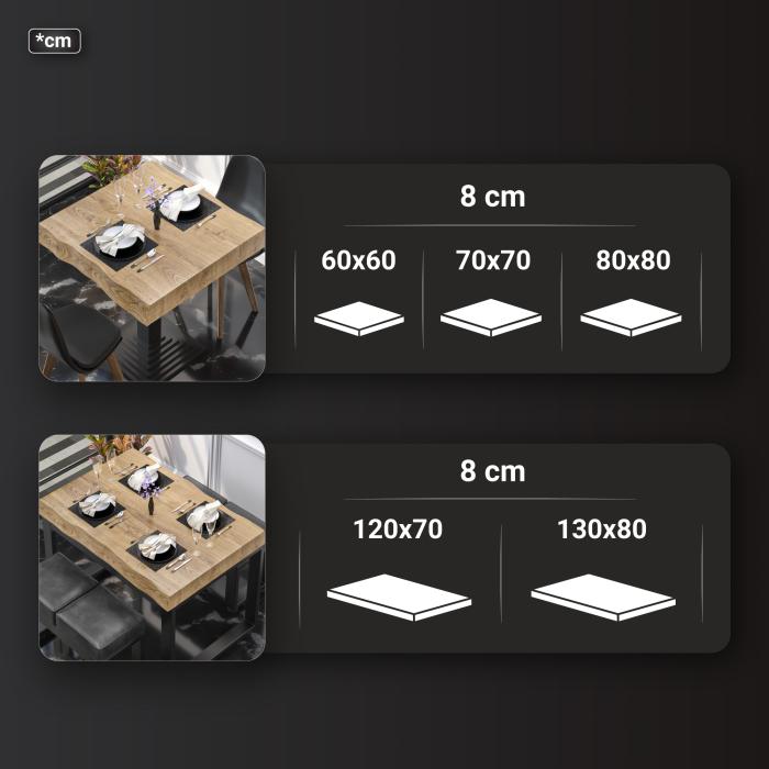 PERU | Gastro table top live edge | 70 x 70 cm | 8 cm | Square | Oak PERU | Gastro table top live edge | 70 x 70 cm | 8 cm | Square | Oak