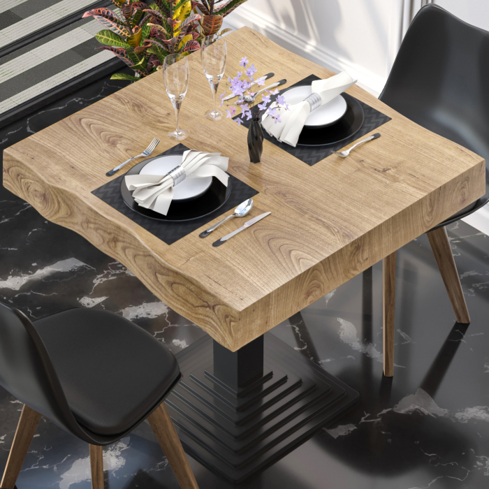 PERU | Gastro table top live edge | 70 x 70 cm | 8 cm | Square | Oak PERU | Gastro table top live edge | 70 x 70 cm | 8 cm | Square | Oak