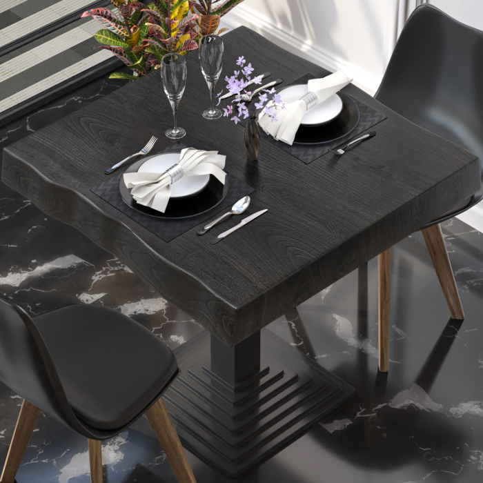 PERU | Gastro table top live edge | 70 x 70 cm | 8 cm | Square | Black PERU | Gastro table top live edge | 70 x 70 cm | 8 cm | Square | Black