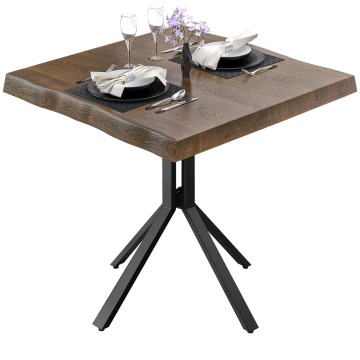 PE | Cafébord i massivt træ | B:D:H 60 x 60 x 77 cm | Valnød/sort | Firkantet