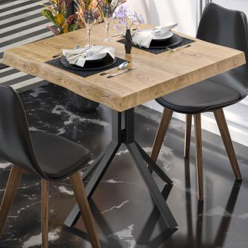 PE | Bistrotisch Baumkante | B:T:H 70 x 70 x 77 cm | Eiche / Schwarz | Quadratisch