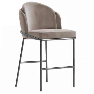 Penelope | Hotel Bar Stool | Leather | Taupe