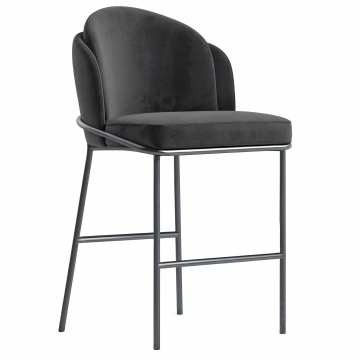 Penelope | Hotel Bar Stool | Velvet | Gray