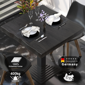 PERU | Gastro-bordplate med levende kant | B:D 70 x 70 cm | Wengesvart | Firkantet