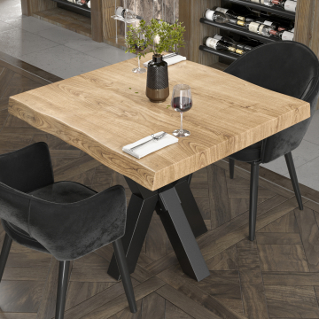PERU | Gastro tabletop live edge | 100 x 100 cm | 6cm | Square | Oak