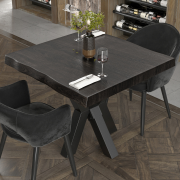 PERU | Gastro table top live edge | 100 x 100 cm | 6cm | Square | Black
