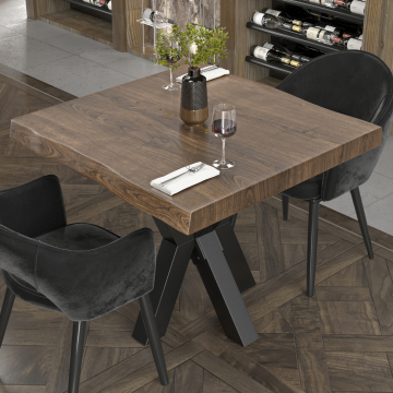 PERU | Gastro tabletop live edge | 100 x 100 cm | 6cm | Square | Walnut