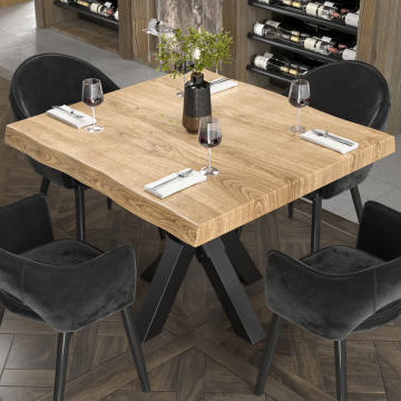 PERU | Gastro table top live edge | 120 x 120 cm | 6cm | Square | Oak