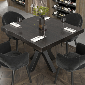 PERU | Gastro table top live edge | 120 x 120 cm | 6cm | Square | Black