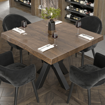 PERU | Gastro tabletop with live edge | 120 x 120 cm | 6 cm | Square | Walnut