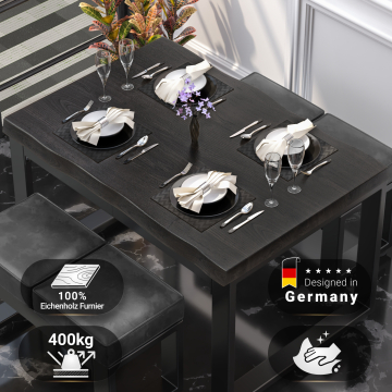 PERU | Gastro Tischplatte Baumkante | B:T 120 x 70 cm | Wenge Schwarz | Rechteckig