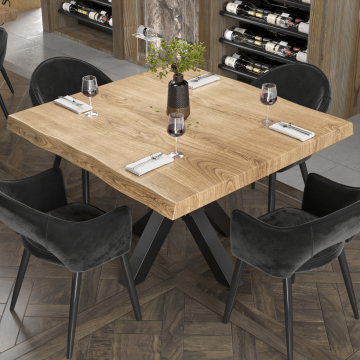 PERU | Gastro table top live edge | 140 x 140 cm | 6 cm | Square | Oak