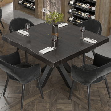 PERU | Gastro tabletop live edge | 140 x 140 cm | 6cm | Square | Black