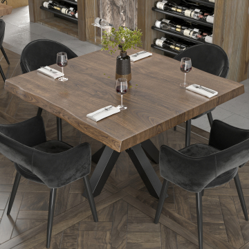 PERU | Gastro tabletop live edge | 140 x 140 cm | 6cm | Square | Walnut