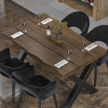 PERU | Gastro bordplate med rå kant | 160 x 90 cm | 8 cm | Rektangulær | Valnøtt