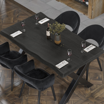 PERU | Gastro table top live edge | 180 x 90 cm | 6 cm | Rectangular | Black