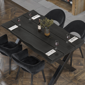 PERU PREMIUM | Gastro bordplate med barkkant | 180 x 90 cm | 8 cm | Rektangulær | Svart