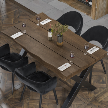 PERU PREMIUM | Gastro bordplate med barkkant | 180 x 90 cm | 8 cm | Rektangulær | Valnøtt