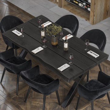 PERU PREMIUM | Gastro Tafelblad Natuurrand | 200 x 100 cm | 8cm | Rechthoekig | Zwart