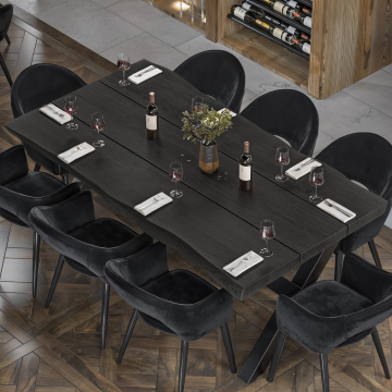 PERU PREMIUM | Gastro bordplate med barkant | 230 x 110 cm | 8 cm | Rektangulær | Svart