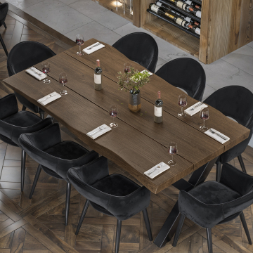 PERU PREMIUM | Gastro bordplate med naturlig kant | 230 x 110 cm | 8 cm | Firkantet | Valnøtt