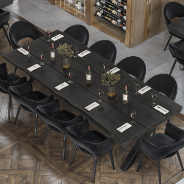 PERU PREMIUM | Gastro bordplate med barkkant | 300 x 120 cm | 8 cm | Rektangulær | Svart