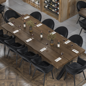 PERU PREMIUM | Gastro bordplate med barkkant | 300 x 120 cm | 8 cm | Rektangulær | Valnøtt