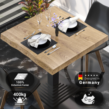 PERU | Gastro tafelblad boomrand | B:D 70 x 70 cm | Eik | Vierkant