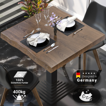 PERU | Gastro tafelblad boomrand | B:D 60 x 60 cm | Walnoot | Vierkant
