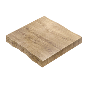 PERU | Gastro bordplate med trebark | 70 x 70 cm | 8 cm | Firkantet | Eik