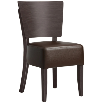 PETRO | Silla de bistró | Marrón oscuro | Cuero