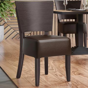PETRO | Silla de bistró | Marrón oscuro | Cuero