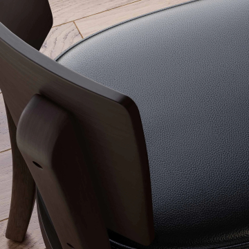 PETRO SMALL | Chaise de bistrot | Noir | Cuir