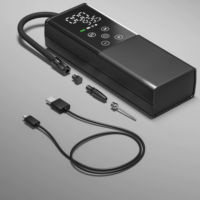 Bomba de aire eléctrica | Bomba de aire para bicicletas | Compresor eléctrico | Batería | Negro