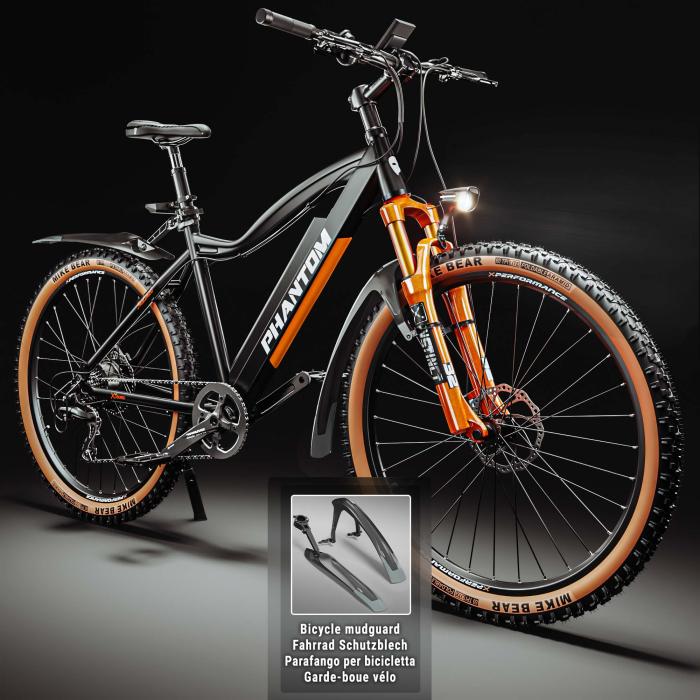 PHANTOM INSTINCT X | Elektrisk terrengsykkel | 29" | 100 km | 10,5 Ah | 380Wh | Svart | + fender PHANTOM INSTINCT X | Elektrisk terrengsykkel | 29" | 100 km | 10,5 Ah | 380Wh | Svart | + fender