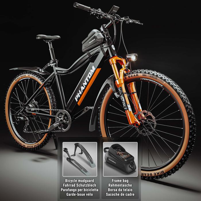 PHANTOM INSTINCT X | Sähkömaastopyörä | 29" | 100km | 10.5Ah | 380Wh | Musta | + lokasuoja, polkupyörälaukun runko PHANTOM INSTINCT X | Sähkömaastopyörä | 29" | 100km | 10.5Ah | 380Wh | Musta | + lokasuoja, polkupyörälaukun runko