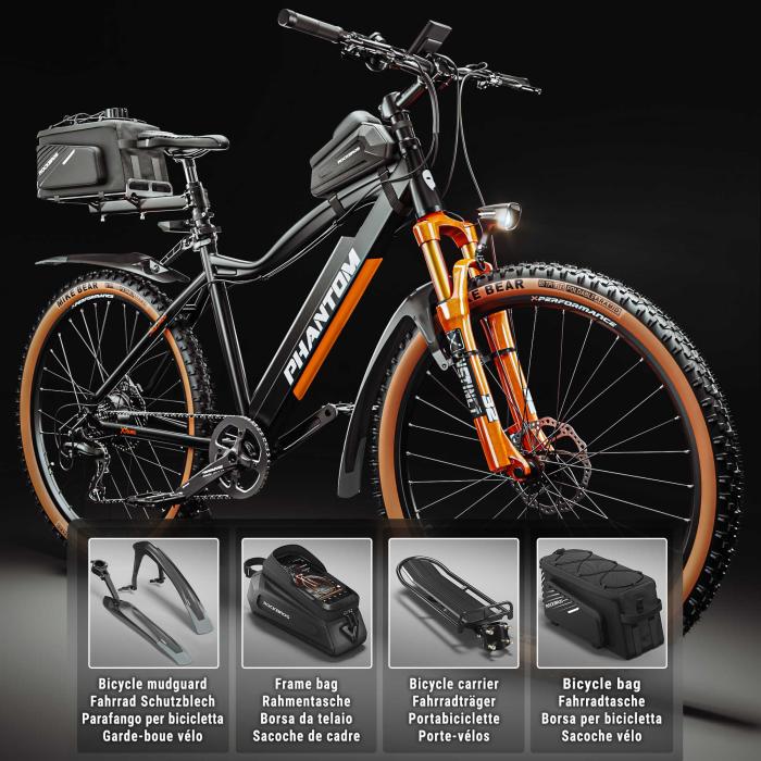 PHANTOM INSTINCT X | Sähkömaastopyörä | 29" | 100km | 10.5Ah | 380Wh | Musta | + lokasuoja, polkupyörä laukku runko, matkatavaroiden kuljetin, polkupyörä laukku matkatavaroiden kuljetin PHANTOM INSTINCT X | Sähkömaastopyörä | 29" | 100km | 10.5Ah | 380Wh | Musta | + lokasuoja, polkupyörä laukku runko, matkatavaroiden kuljetin, polkupyörä laukku matkatavaroiden kuljetin