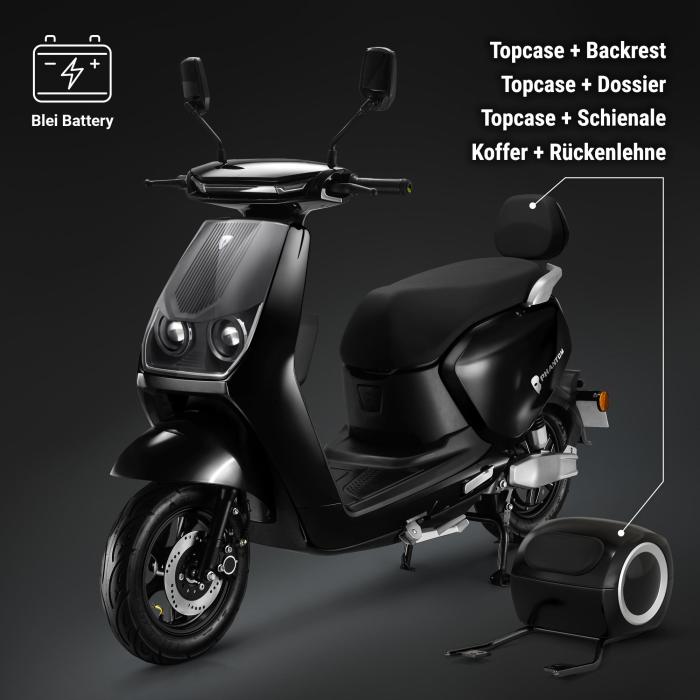 PHANTOM | E-Scooter | Blybatteri | 1200 Watt | 42km/h | Sort | + bagagebærer PHANTOM | E-Scooter | Blybatteri | 1200 Watt | 42km/h | Sort | + bagagebærer