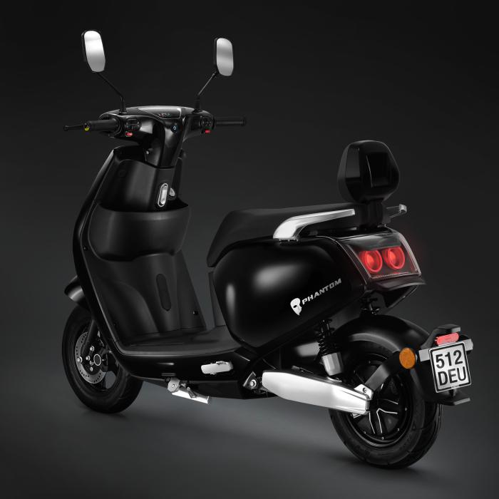 PHANTOM | E-Scooter | Blybatteri | 1200 Watt | 42km/h | Sort | + bagagebærer PHANTOM | E-Scooter | Blybatteri | 1200 Watt | 42km/h | Sort | + bagagebærer