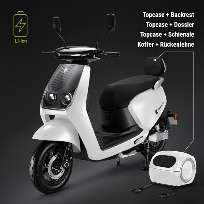 PHANTOM | El-scooter | litiumbatteri | 1500 watt | 45 km/t | Hvit | +Porter PHANTOM | El-scooter | litiumbatteri | 1500 watt | 45 km/t | Hvit | +Porter