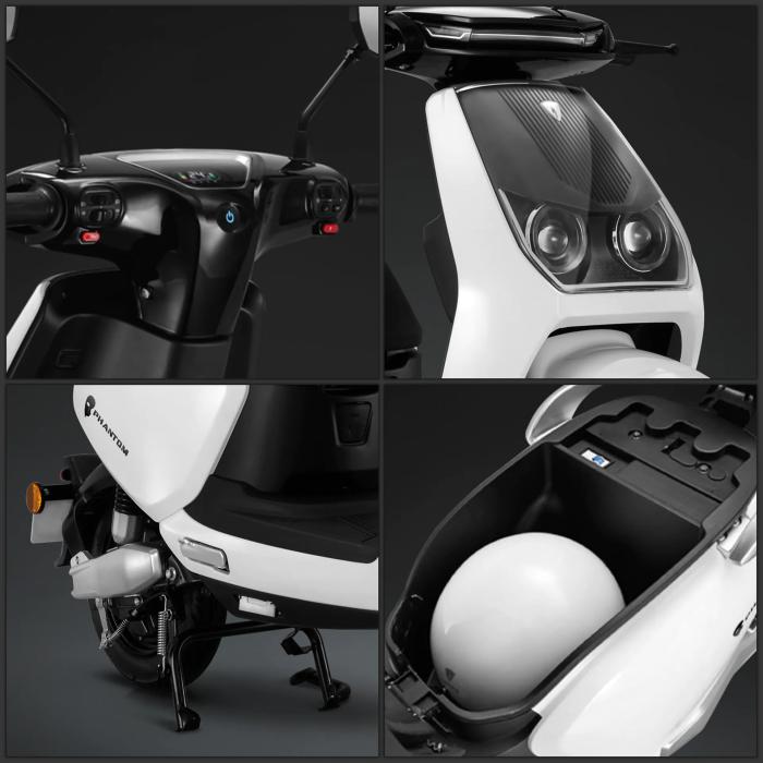 PHANTOM | El-scooter | litiumbatteri | 1500 watt | 45 km/t | Hvit | +Porter PHANTOM | El-scooter | litiumbatteri | 1500 watt | 45 km/t | Hvit | +Porter