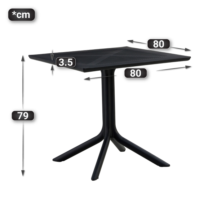 Phuket | Bistro Außen Tisch | Kunststoff | 80 x 80 x 76 cm | Schwarz Phuket | Bistro Außen Tisch | Kunststoff | 80 x 80 x 76 cm | Schwarz