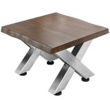 PJ | Stół do lounge Bistro | 70x70xH41cm | Orzech / Stal nierdzewna