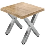 PJ | Bistrotisch Baumkante | B: L: K 70 x 70 x 78 cm | Omenapuu / Ruostumaton teräs | Neliömäinen