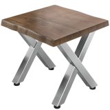 PJ | Bistrotisch Baumkante | B: D: H 70 x 70 x 78 cm | Valnöt / Rostfritt stål | Kvadratisk