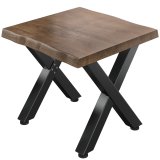 PJ | Bistrotisch Baumkante | B:T:H 70 x 70 x 78 cm | Walnuß / Schwarz | Quadratisch