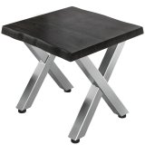 PJ | Bistrotisch Baumkante | B: L: K 70 x 70 x 78 cm | Wenge Musta / Ruostumaton teräs | Neliömäinen