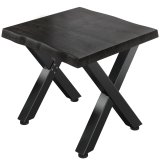 PJ | Mesa bistró con borde de árbol | A:AN: P 70 x 70 x 78 cm | Wenge Negro / Negro | Cuadrada