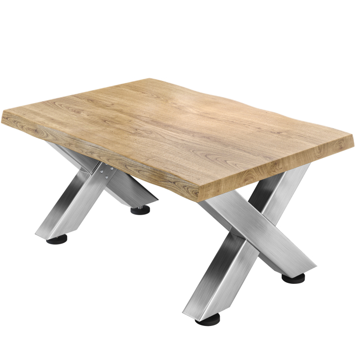 PJ | Mesa Bistro Lounge | 120x70xH41cm | Roble/ Acero Inoxidable